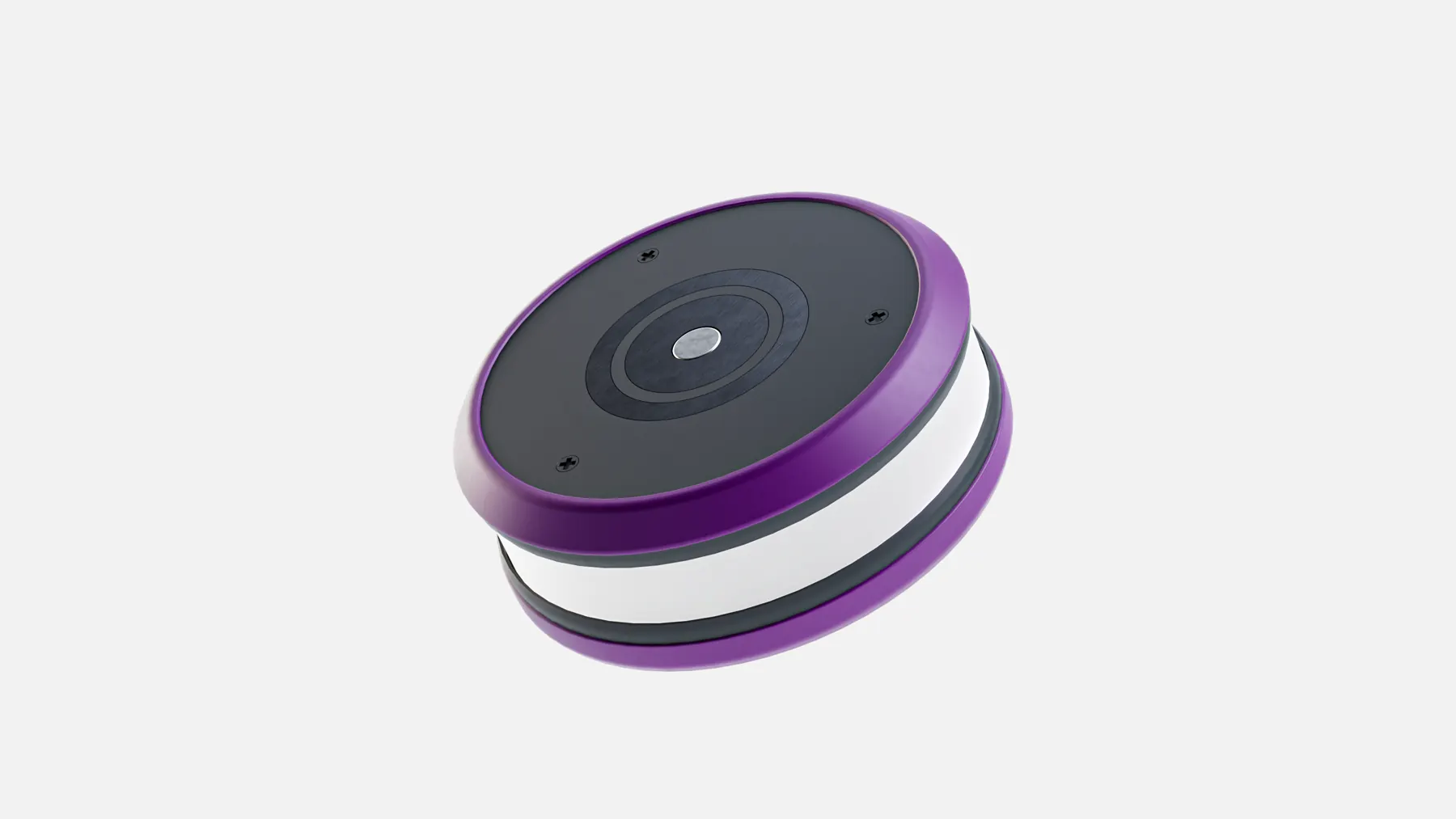 FireDrone Funk-Repeater mit Leuchtring in Schwarz und Violett – 3D-Rendering