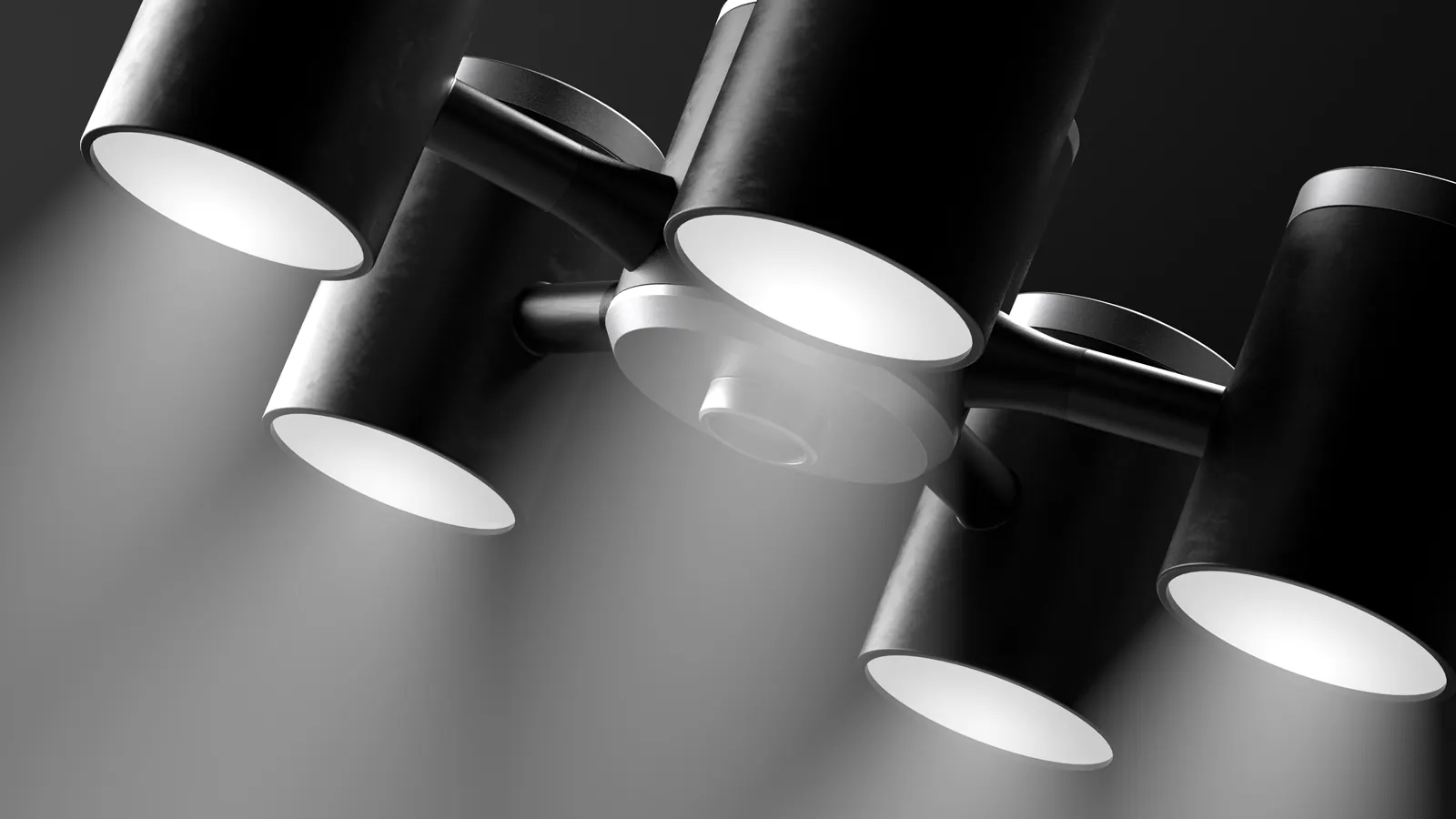 Nahaufnahme der Leuchtköpfe der OP-Leuchte – 3D-Rendering