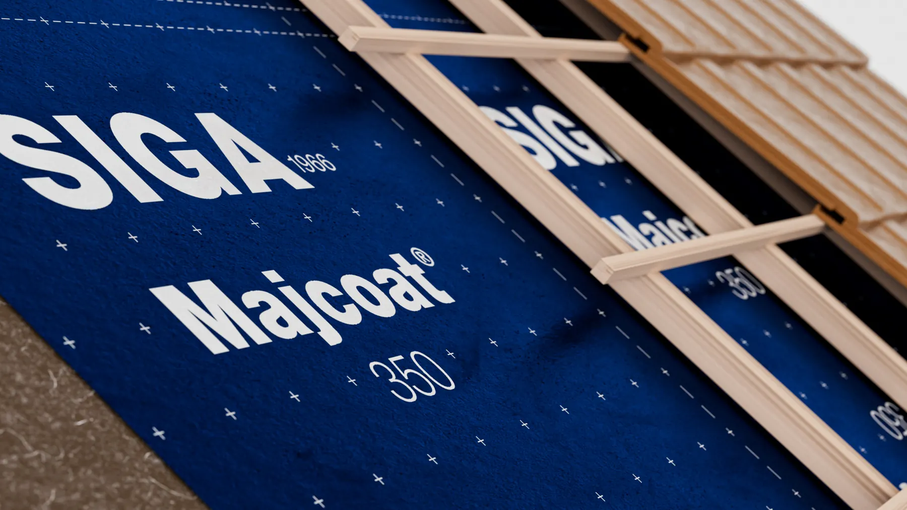 SIGA Majcoat Unterdachbahn mit Dachlatten – 3D-Visualisierung