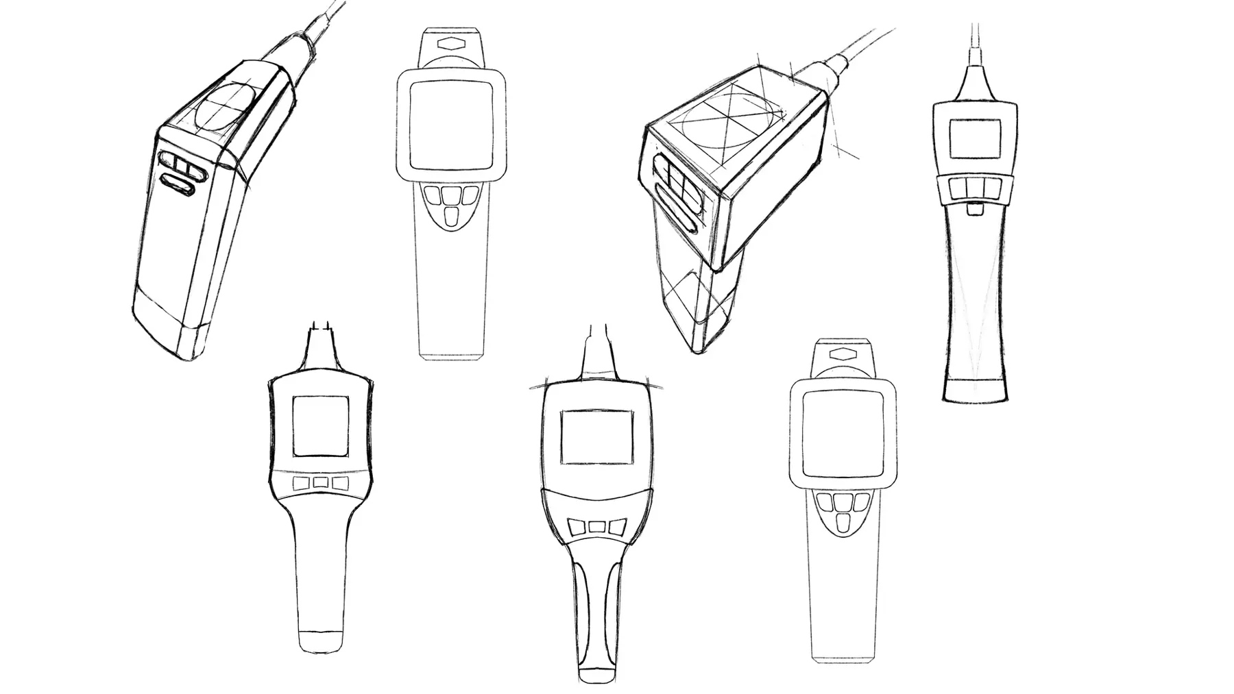 Concept sketches of the Tritector handheld device in different variants