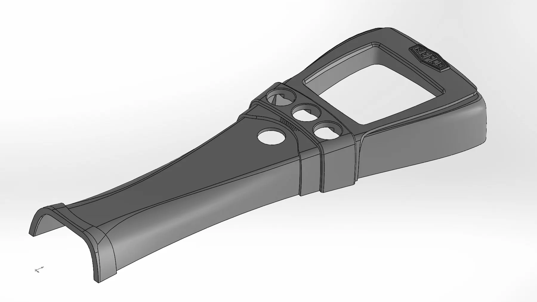 3D CAD model of the Tritector housing in SolidWorks, designed for overmoulding